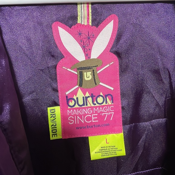 Burton DryRide Purple Removable Faux Fur Hood Trim Ski/Snowboard Jacket - Picture 2 of 2